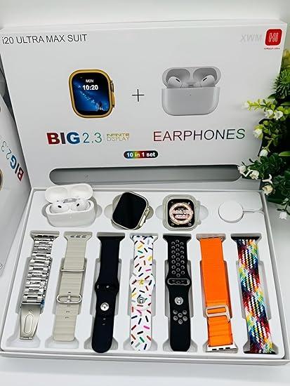 i20 Ultra Max Suit 10 in 1 Smartwatch With Airpods 2 gen