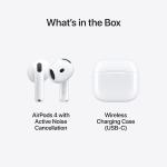 Apple Airpods 4 with Active Noise Cancellation: 30-Hour Battery, USB-C & Wireless Charging – Perfect Fit for Apple & Android